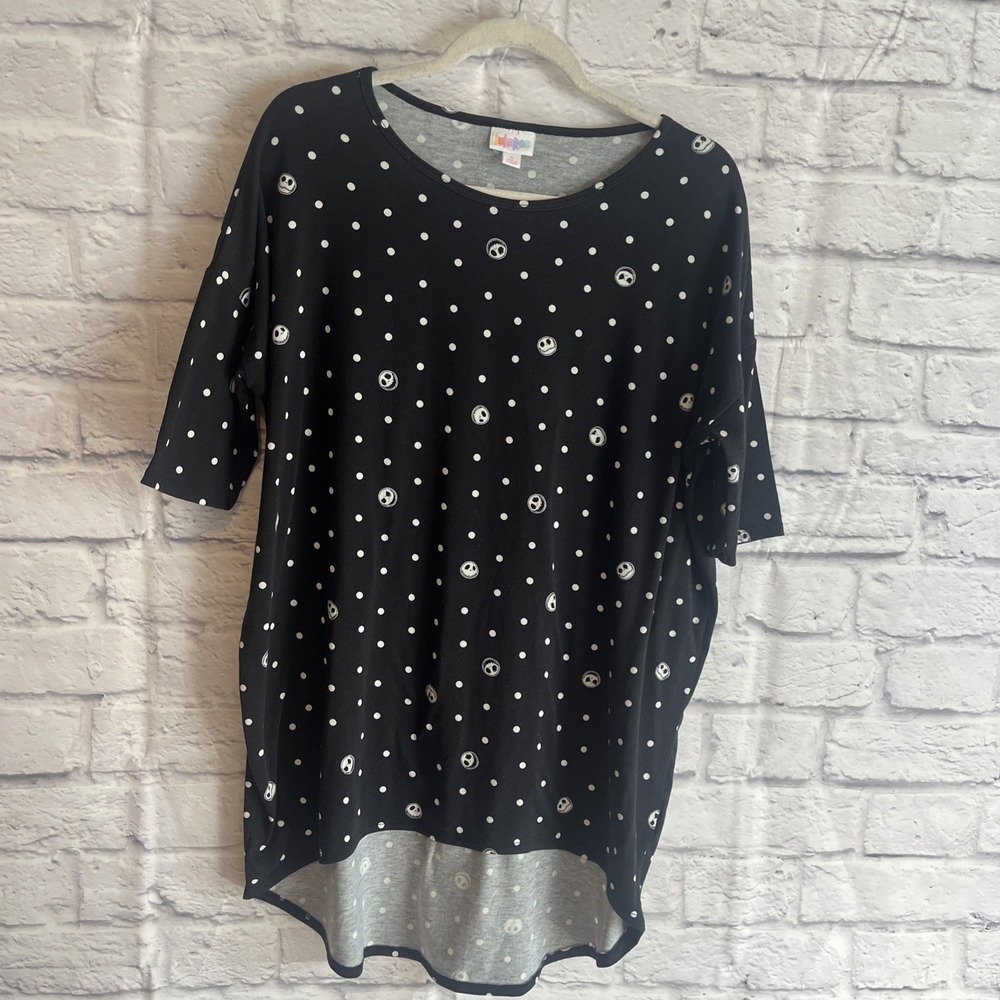 Lularoe Disney Nightmare Before Christmas Jack Skellington Faces & Polka Dot Top - Picture 2 of 14